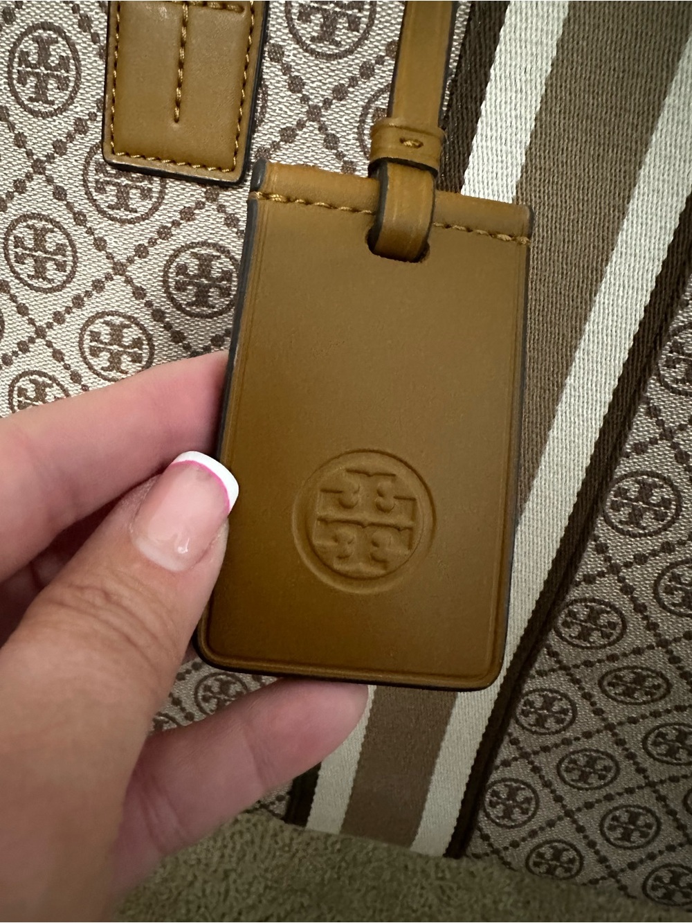 Tory Burch T Monogram Coated Canvas Tote Bag in Color Granola VGUC - Picture 3 of 13